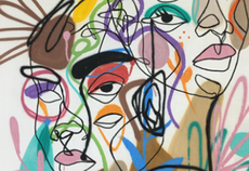 Em ‘Lineares’, composições de Thaynha tem como fundamento a sobreposição de formas e linhas, além de uma paleta de cores análogas e complementares, utilizadas para promover unidade e continuidade