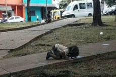 Enquanto o país se incendeia, uma menina guarani na Argentina bebe água do chão