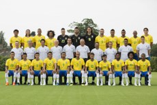 Os 23 atletas da Seleção Brasileira e todos os integrantes da comissão técnica comandada por Tite,em pose para foto oficial da Copa
