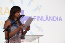 Na solenidade de lançamento do programaa professora Cristiane de Albuquerque falou sobre sua experiência durante o intercâmbio