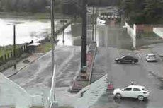 Imagem capturada da câmera da Semob-JP na manhã deste domingo (17) mostra alagamento em trecho da av. Beira Rio