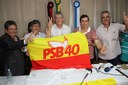 Adriano Galdino, secretário João Azevedo, governador Ricardo Coutinho e o presidente estadual do PSB, Edvaldo Rosas, com Gervásio Maia