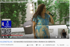 Cantora paraibana Luzinete, mais conhecida como a ‘A Rainha da Seresta’, reuniu virtualmente mais de 70 mil pessoas através da transmissão ao vivo pelo YouTube