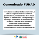 Funad suspende atendimento presencial Funad suspende atendimento presencial