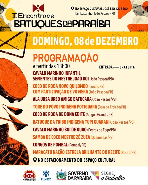 Encontro de Batuques - Programação de domingo