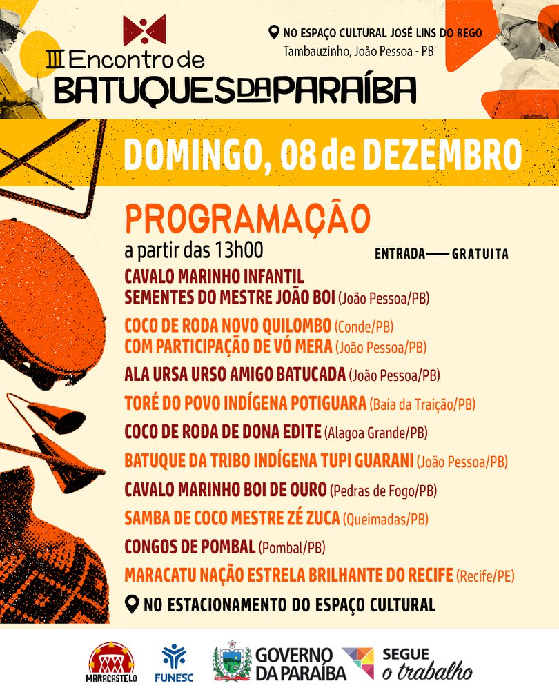 Encontro de Batuques - Programação de domingo