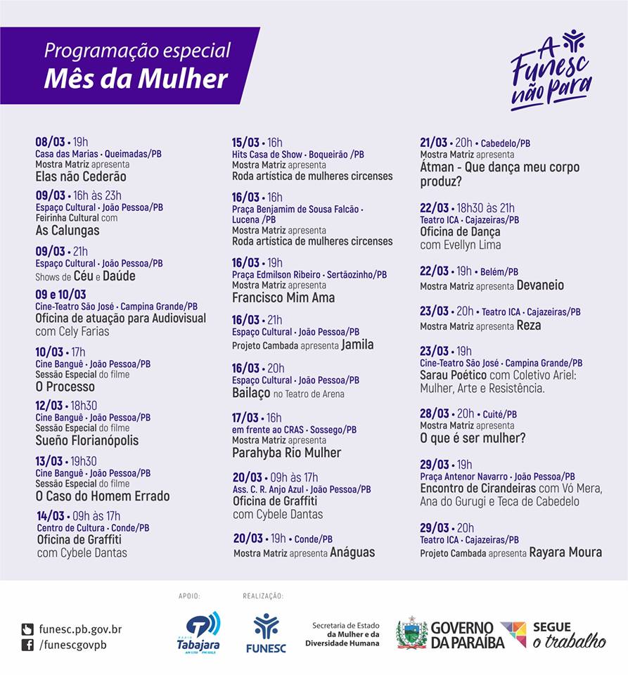 Programação Mês da Mulher