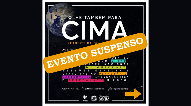 Evento de reabertura do Planetário é suspenso