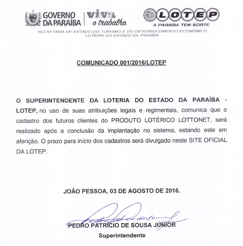COMUNICADO LOTONET