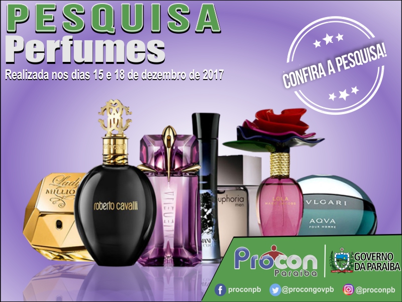 15 perfumes importados apresentam diferenças de preços de R$ 101 até R$ 181,80 em João Pessoa