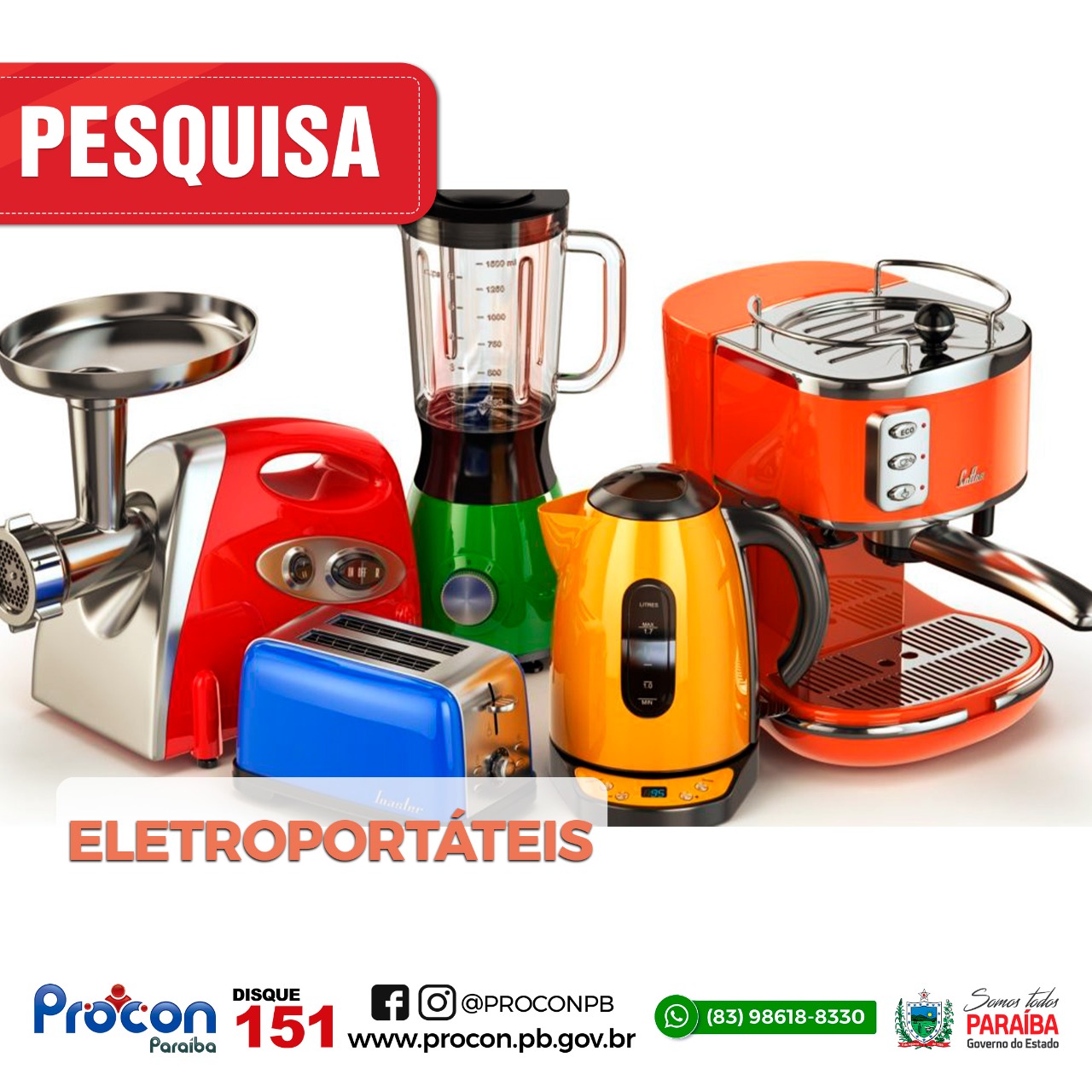 Em virtude da proximidade do “Dia das Mães” o Procon Estadual da Paraíba realizou uma pesquisa nos preços dos eletroportáteis