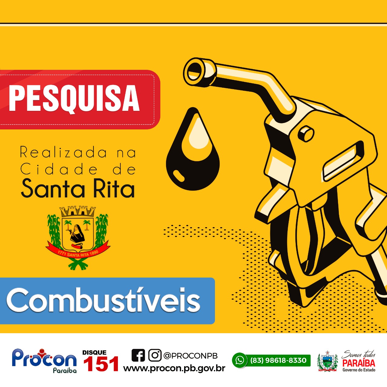 Na cidade de Santa Rita, o menor preço da gasolina é encontrado por R$ 6,365, diz pesquisa PROCON-PB
