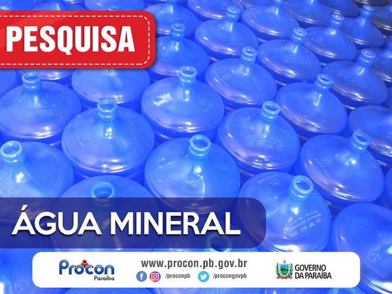 O preço da água mineral garrafão com 20 litros teve o menor preço encontrado por R$ 6