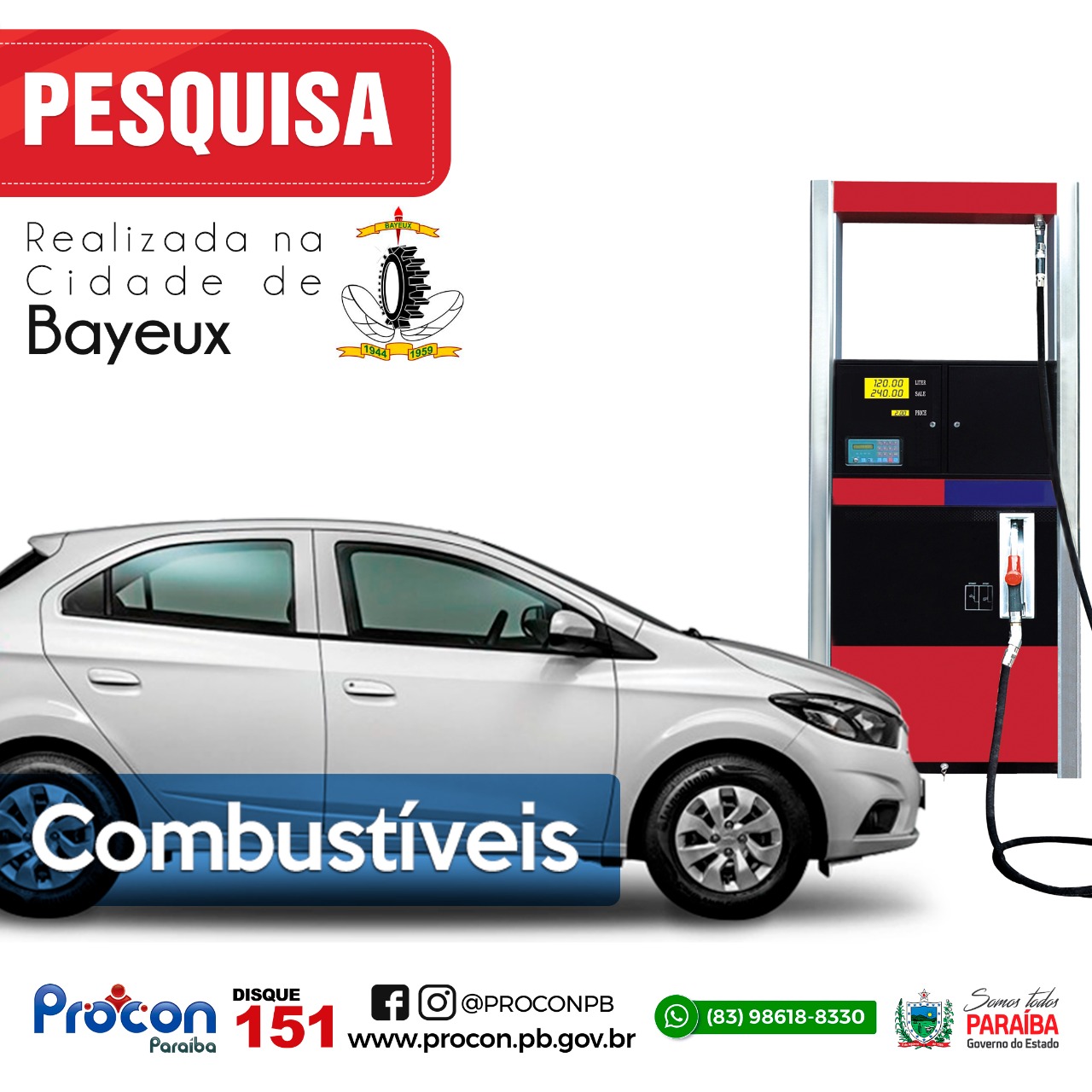 Pesquisa do Procon Paraiba realizada na cidade de Bayeux constata menor preço da gasolina por R$ 6,433