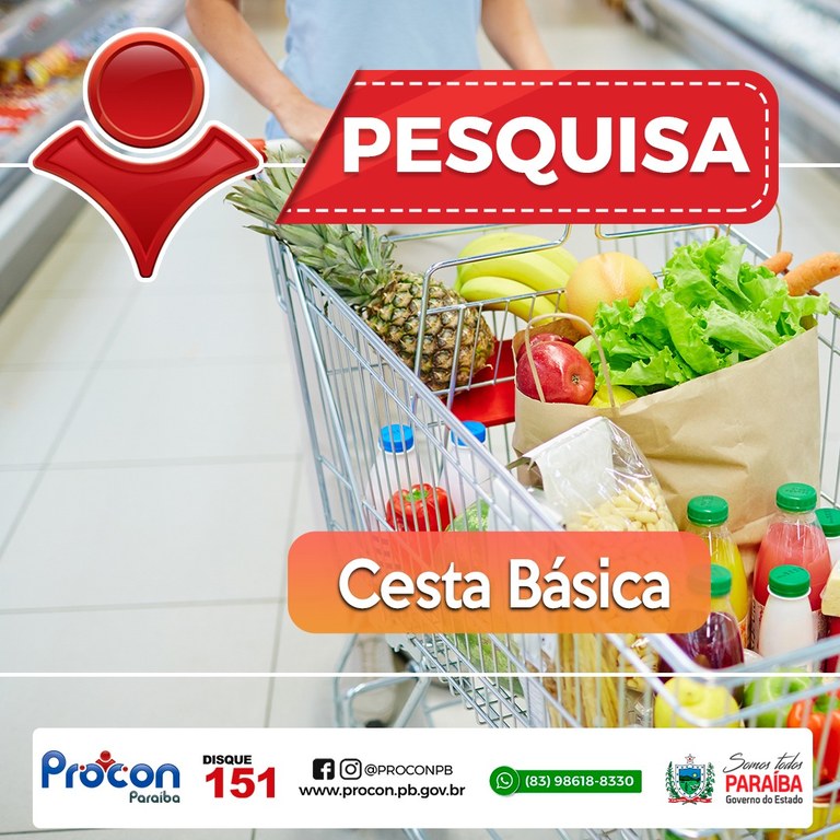 Pesquisa do PROCON-PB constata um aumento de R$ 50,42 no preço da cesta básica em João Pessoa, entre os meses de janeiro a setembro deste ano
