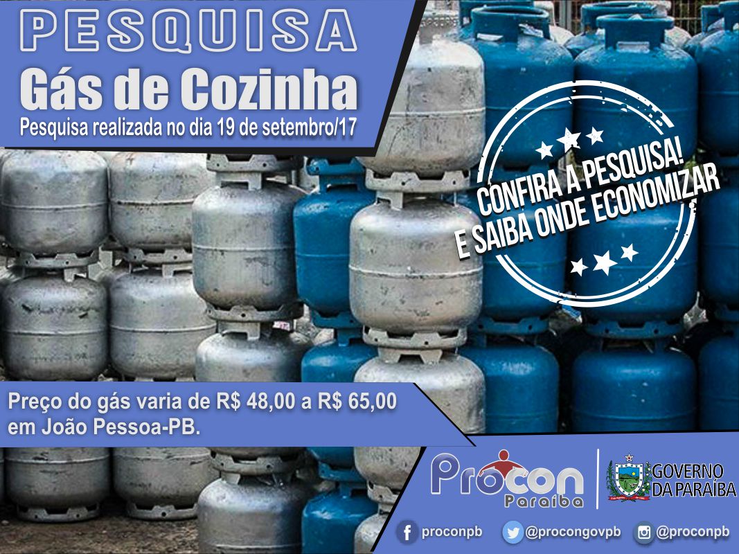 Preço do gás de cozinha oscila de R$ 48 até R$ 65 em João Pessoa