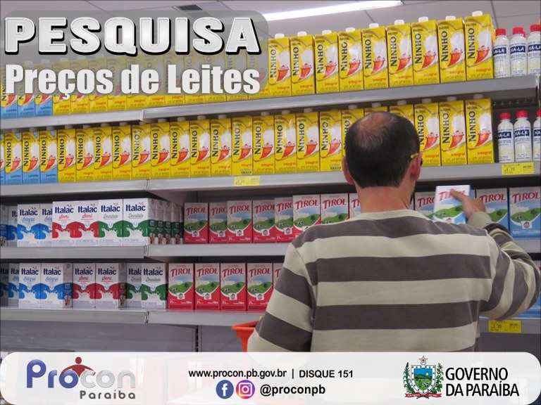 Preço do leite varia até 180,90% em supermercados de João Pessoa