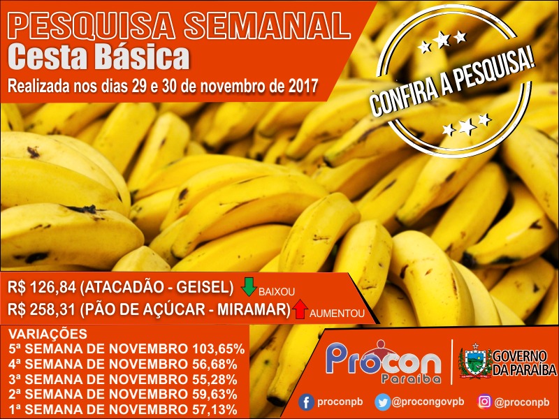 Preço do quilo da banana Pacovan varia mais de 500% em supermercados de João Pessoa