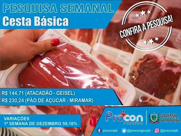 Preços do quilo da carne Lagarto variam de R$ 19,90 até R$ 35,99 em supermercados de João Pessoa