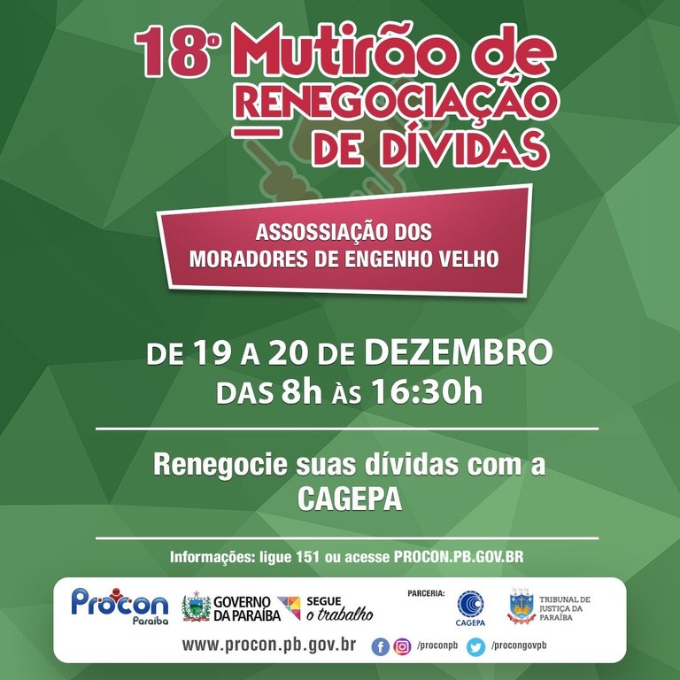 PROCON-PB ANUNCIA ÚLTIMO MUTIRÃO DO ANO EM ENGENHO VELHO