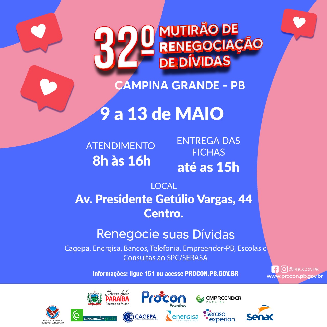 PROCON-PB realiza o 32º Mutirão de Renegociação de Dívidas em Campina Grande