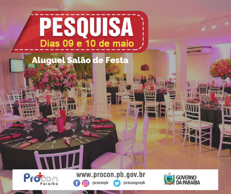 Procon-PB realiza pesquisa de aluguel de salões de festas em João Pessoa